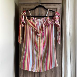 Rachel Roy Stripe Cold Shoulder Mini Dress